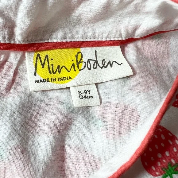 Mini Boden 8-9 year old Strawberry Tiered Dress Scalloped Embroidered Ruffle - Picture 7 of 9